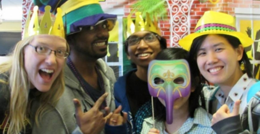 students celebrating mardi gras