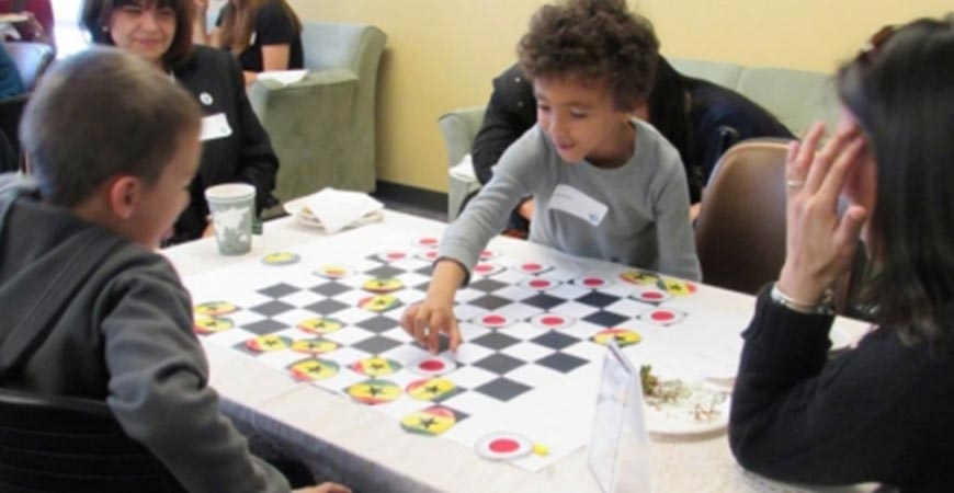 kids playing checkers